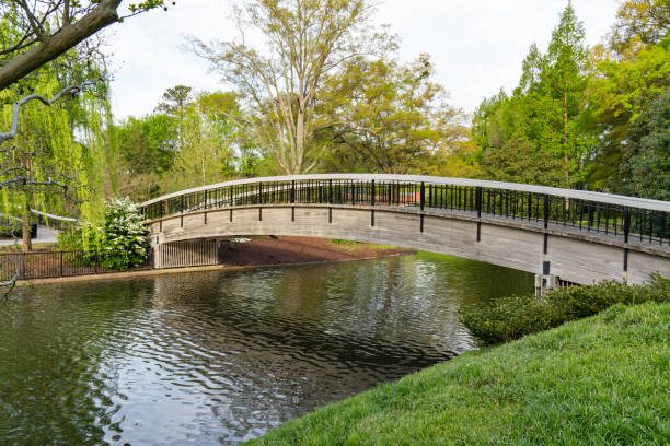 bridge over lake in pullen park in raleigh, north carolina